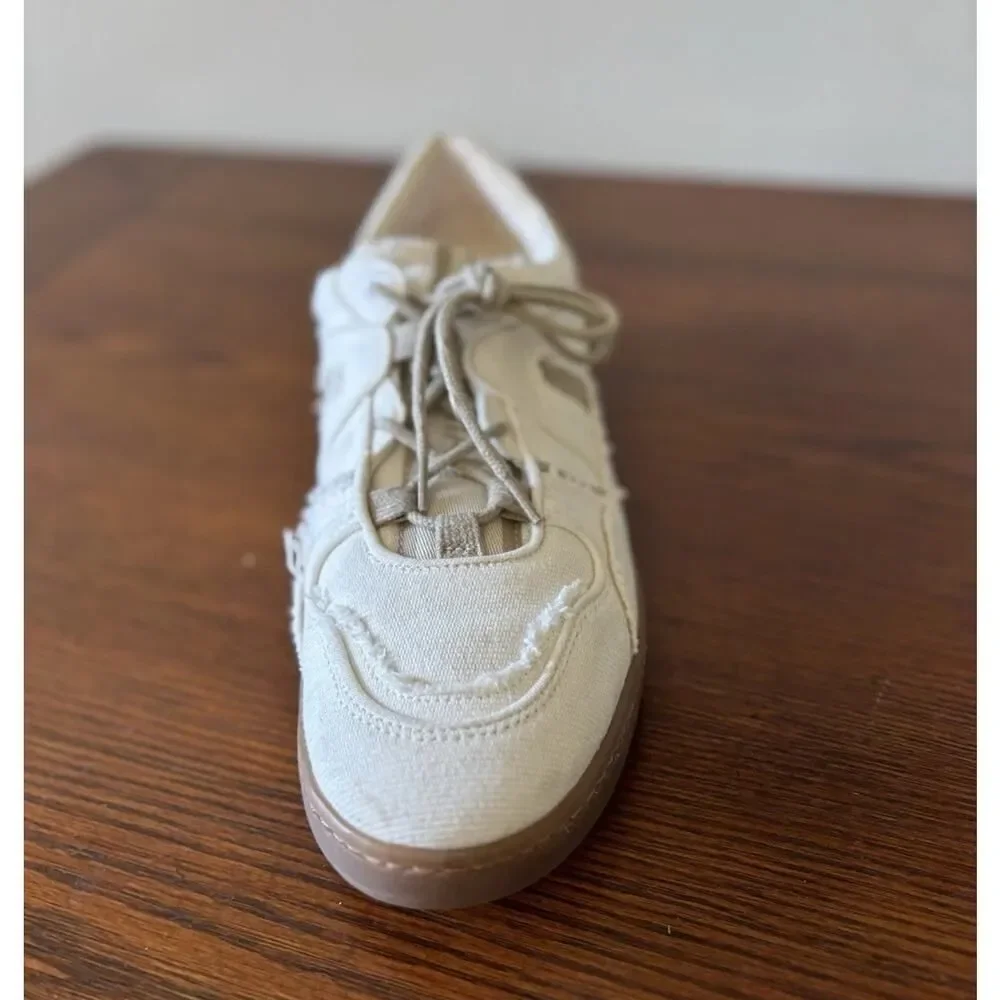 Sam Edelman Jayne Washed Palm/Linen/White Lace Up Low Sneakers Women's Size 9.5